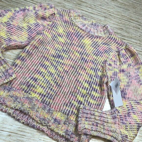 M-88 All in Favor Nordstrom Pastel Marled Knit Pullover Sweater Pink Multi sz S - Picture 2 of 2